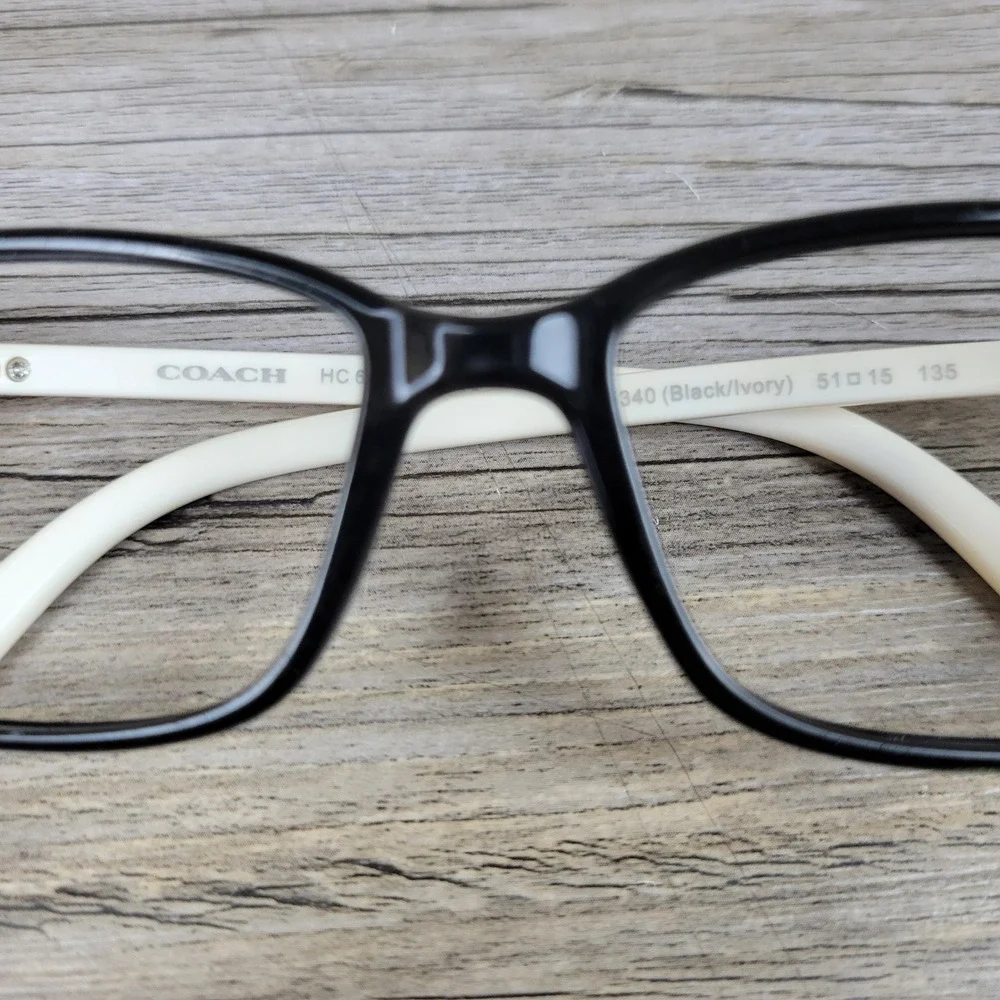 Coach Eyeglass Frames HC 6077 5340 Black/Ivory Rectangular Women 51-15-135